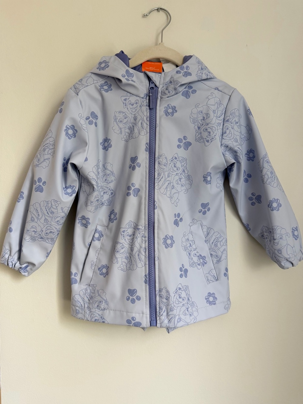 PAW Patrol Kids Light Purple Printed Hooded Rain Jacket (Size 4T)
